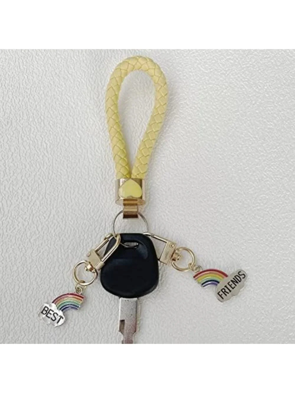 4PCS Cute Flower Keychains for Handbags - Personalized Golden Key Rings for